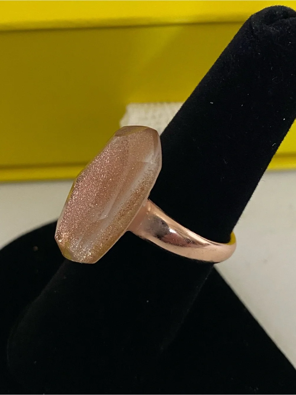 Kendra Scott Dani Cocktail Ring Rose Gold Large Pink Drusy Oval Stone NEW Sz: 7